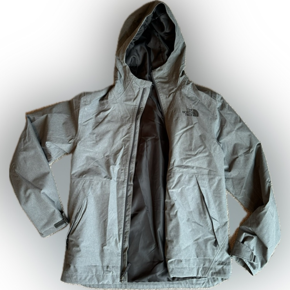 The North Face Light Gray Hooded Raincoat